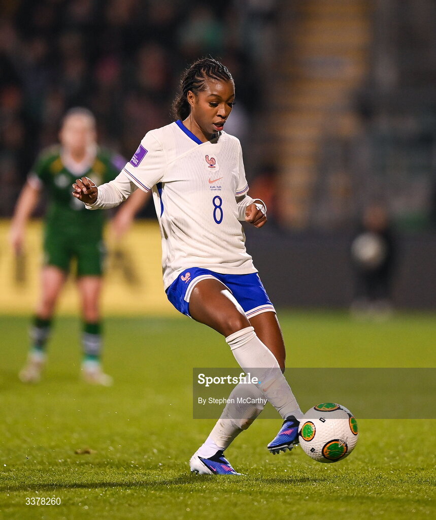 3 March 2026; Grace Geyoro of France during the 2027 FIFA Women’s World Cup Qualifier match between Republic of Ireland and France at Tallaght Stadium in Dublin. Photo by Stephen McCarthy/Sportsfile