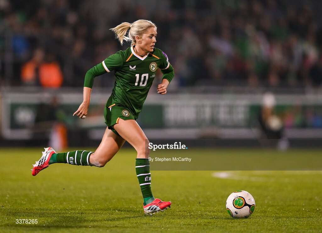 3 March 2026; Denise O’Sullivan of Republic of Ireland during the 2027 FIFA Women’s World Cup Qualifier match between Republic of Ireland and France at Tallaght Stadium in Dublin. Photo by Stephen McCarthy/Sportsfile