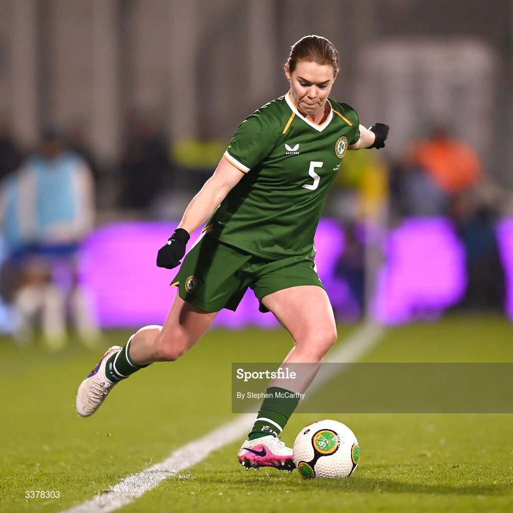 3 March 2026; Aoife Mannion of Republic of Ireland during the 2027 FIFA Women’s World Cup Qualifier match between Republic of Ireland and France at Tallaght Stadium in Dublin. Photo by Stephen McCarthy/Sportsfile