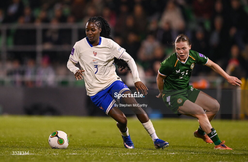 3 March 2026; Thiniba Samoura of France during the 2027 FIFA Women’s World Cup Qualifier match between Republic of Ireland and France at Tallaght Stadium in Dublin. Photo by Stephen McCarthy/Sportsfile