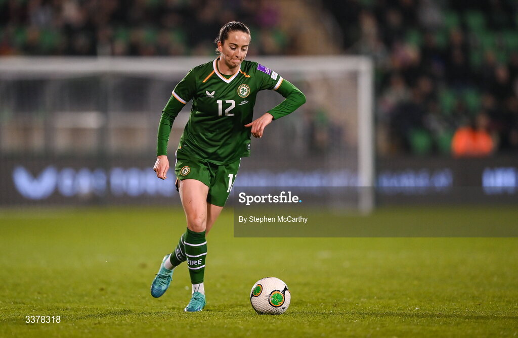 3 March 2026; Anna Patten of Republic of Ireland during the 2027 FIFA Women’s World Cup Qualifier match between Republic of Ireland and France at Tallaght Stadium in Dublin. Photo by Stephen McCarthy/Sportsfile