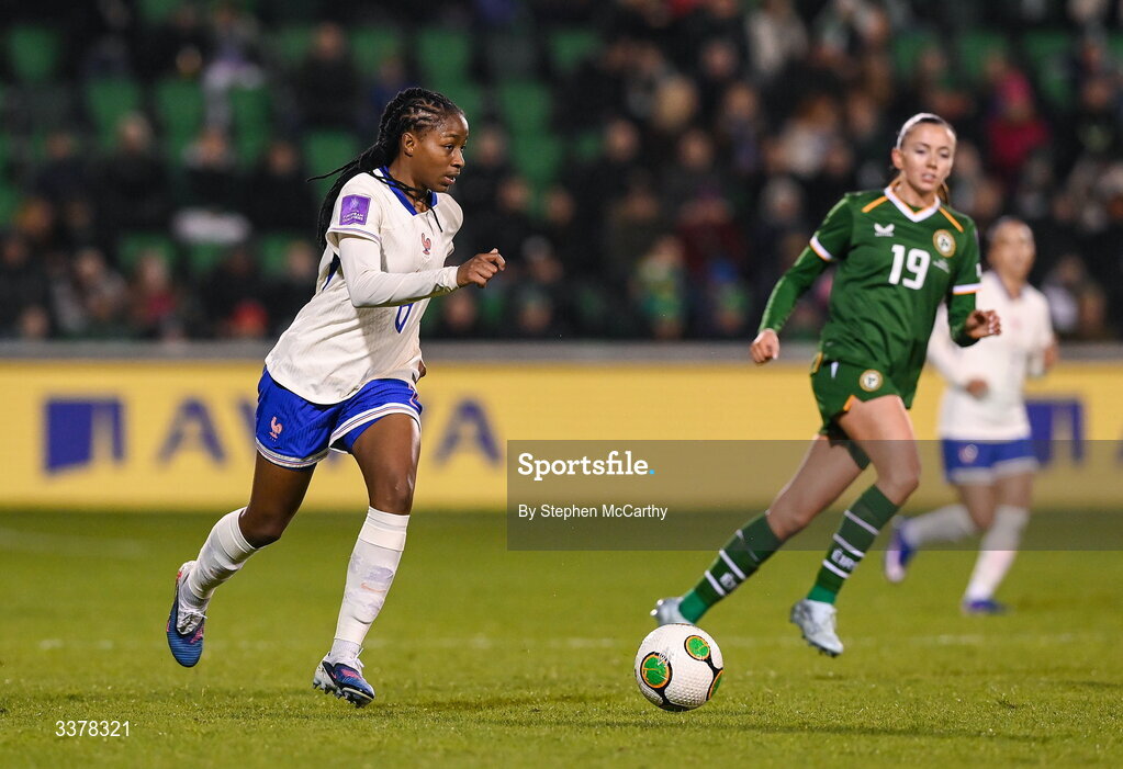 3 March 2026; Oriane Jean-François of France during the 2027 FIFA Women’s World Cup Qualifier match between Republic of Ireland and France at Tallaght Stadium in Dublin. Photo by Stephen McCarthy/Sportsfile