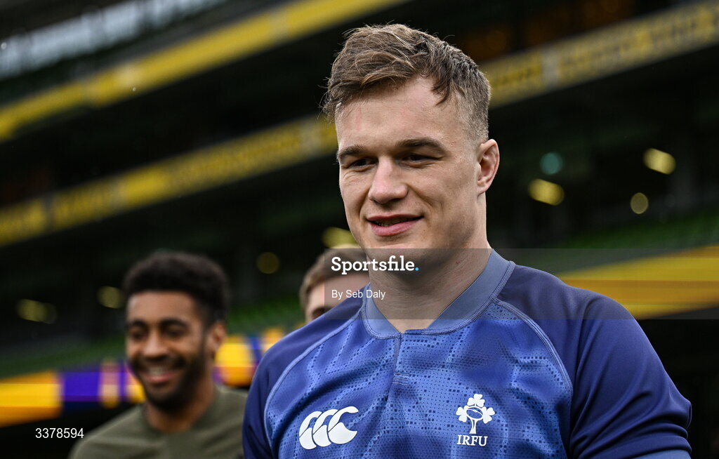 5 March 2026; Josh van der Flier during an Ireland Rugby captain's run at the Aviva Stadium in Dublin. Photo by Seb Daly/Sportsfile