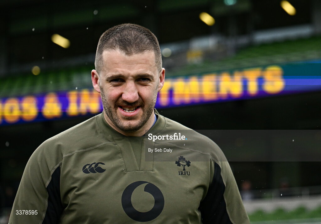 5 March 2026; Stuart McCloskey during an Ireland Rugby captain's run at the Aviva Stadium in Dublin. Photo by Seb Daly/Sportsfile
