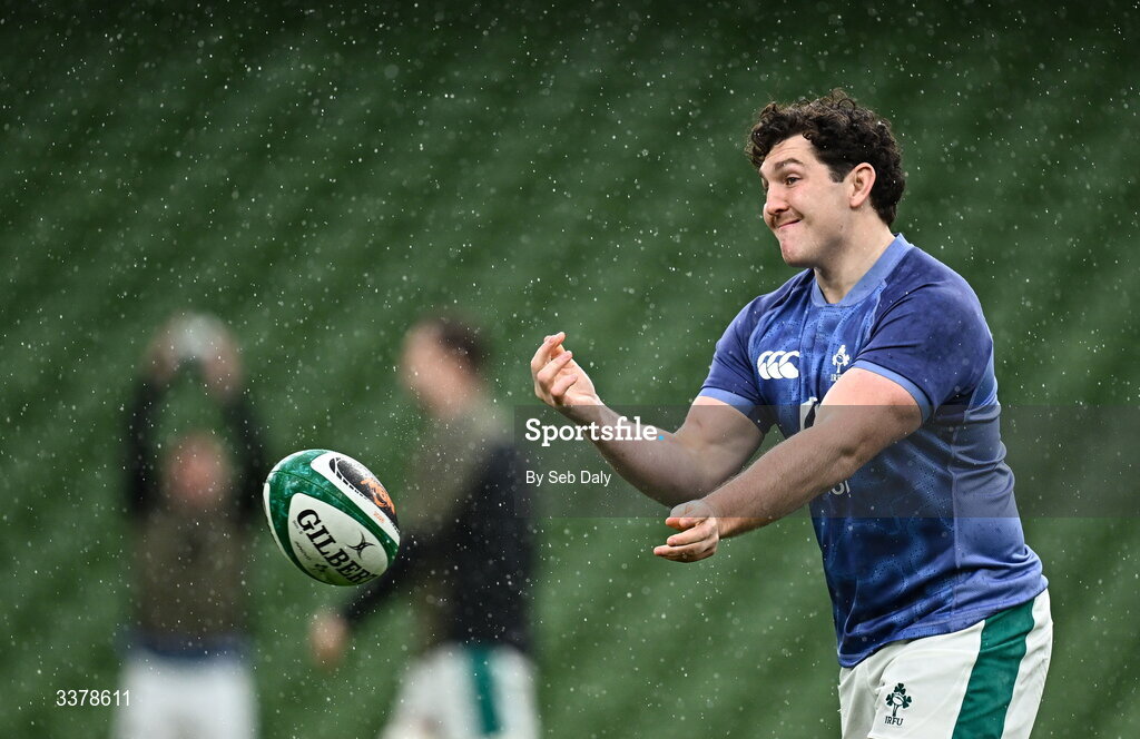 5 March 2026; Tom Stewart during an Ireland Rugby captain's run at the Aviva Stadium in Dublin. Photo by Seb Daly/Sportsfile