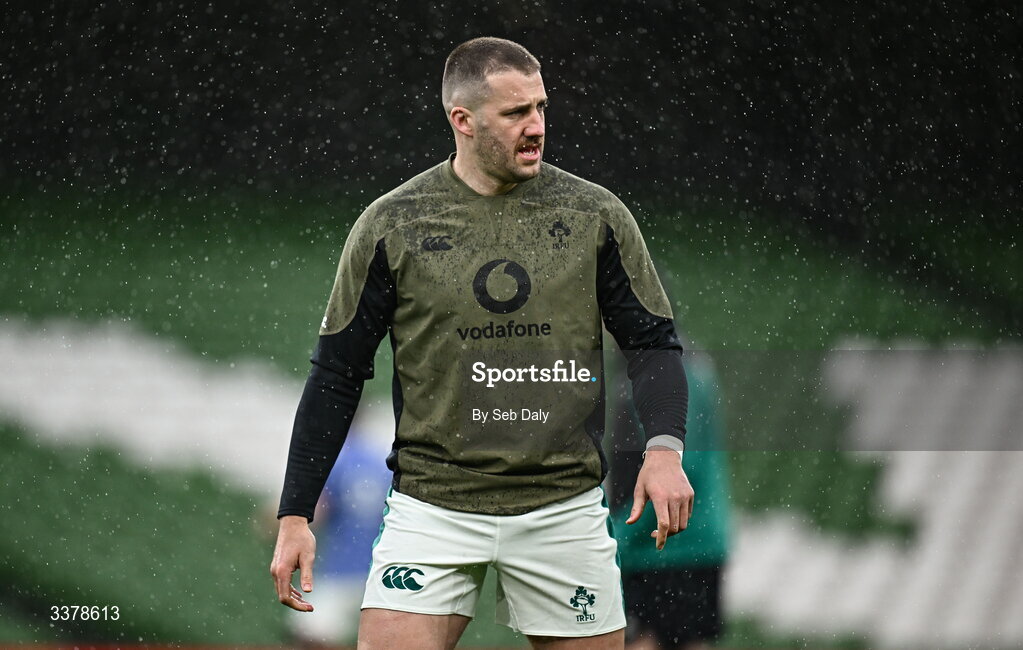 5 March 2026; Stuart McCloskey during an Ireland Rugby captain's run at the Aviva Stadium in Dublin. Photo by Seb Daly/Sportsfile