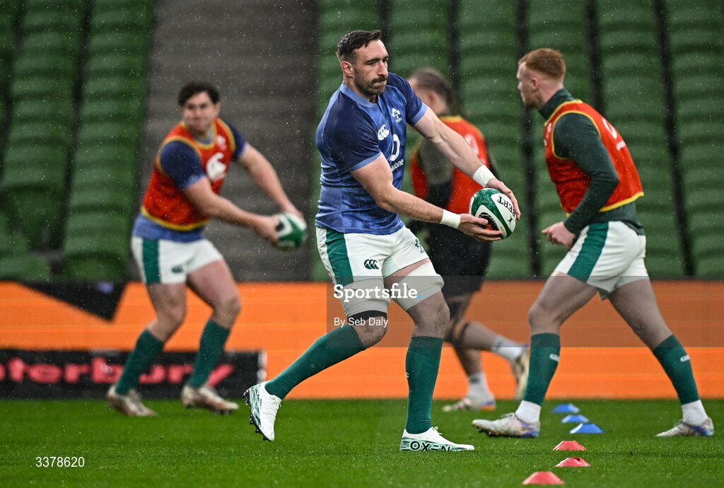5 March 2026; Jack Conan during an Ireland Rugby captain's run at the Aviva Stadium in Dublin. Photo by Seb Daly/Sportsfile