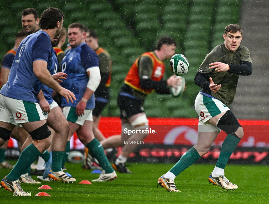 5 March 2026; Garry Ringrose during an Ireland Rugby captain's run at the Aviva Stadium in Dublin. Photo by Seb Daly/Sportsfile