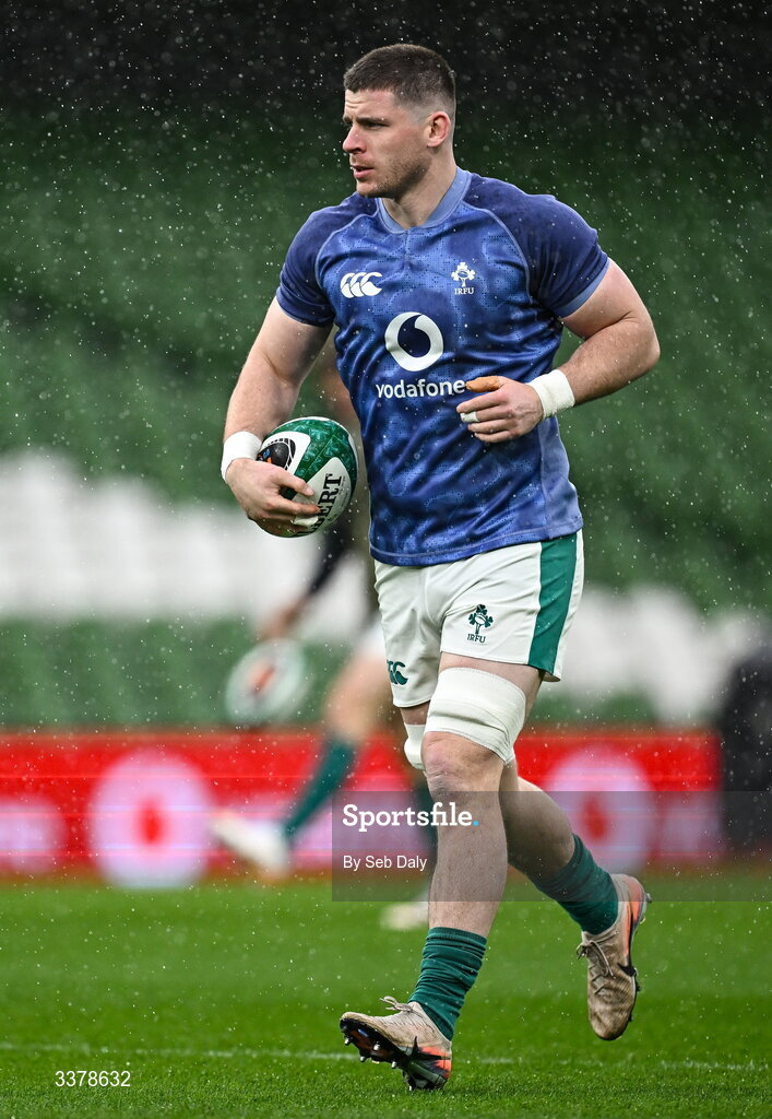 5 March 2026; Nick Timoney during an Ireland Rugby captain's run at the Aviva Stadium in Dublin. Photo by Seb Daly/Sportsfile