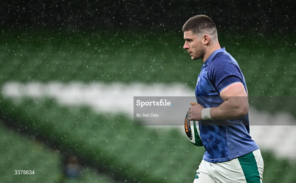 5 March 2026; Nick Timoney during an Ireland Rugby captain's run at the Aviva Stadium in Dublin. Photo by Seb Daly/Sportsfile