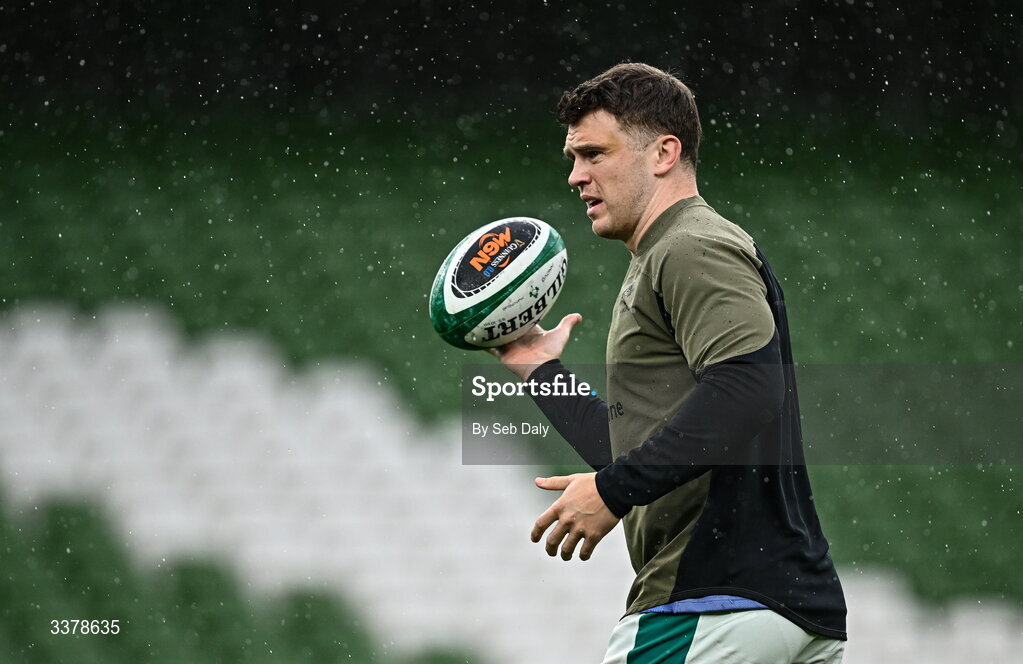 5 March 2026; Tom Farrell during an Ireland Rugby captain's run at the Aviva Stadium in Dublin. Photo by Seb Daly/Sportsfile