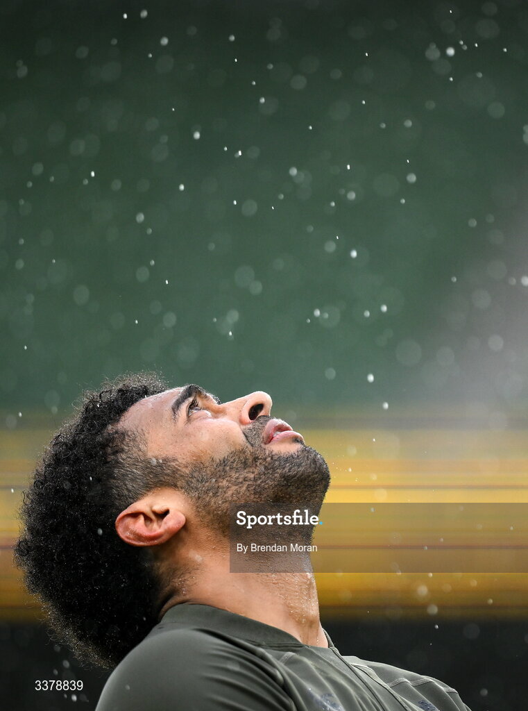 5 March 2026; Robert Baloucoune during an Ireland Rugby squad captain's run at the Aviva Stadium in Dublin. Photo by Brendan Moran/Sportsfile
