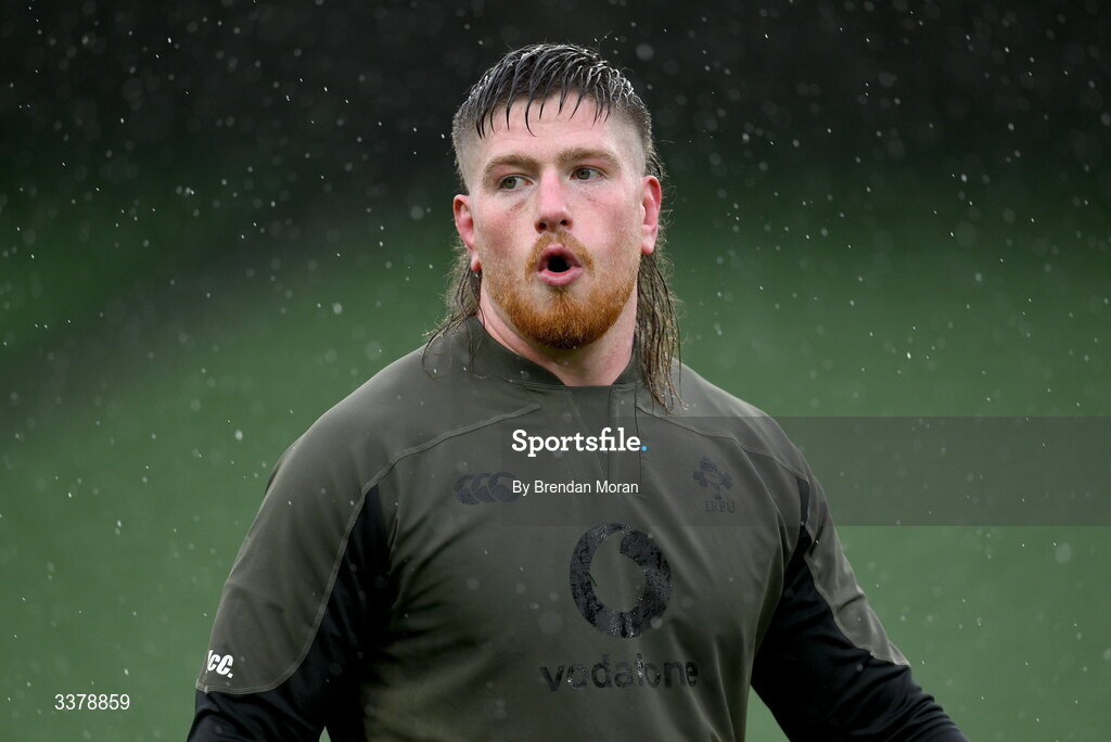 5 March 2026; Joe McCarthy during an Ireland Rugby squad captain's run at the Aviva Stadium in Dublin. Photo by Brendan Moran/Sportsfile