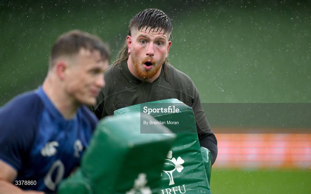 5 March 2026; Joe McCarthy during an Ireland Rugby squad captain's run at the Aviva Stadium in Dublin. Photo by Brendan Moran/Sportsfile