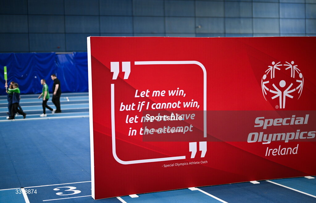6 March 2026; A general view of the parade of athletes and Gardai for the Special Olympics Ireland Summer Games launch at the National Indoor Arena on the Sport Ireland Campus in Dublin. Photo by David Fitzgerald/Sportsfile