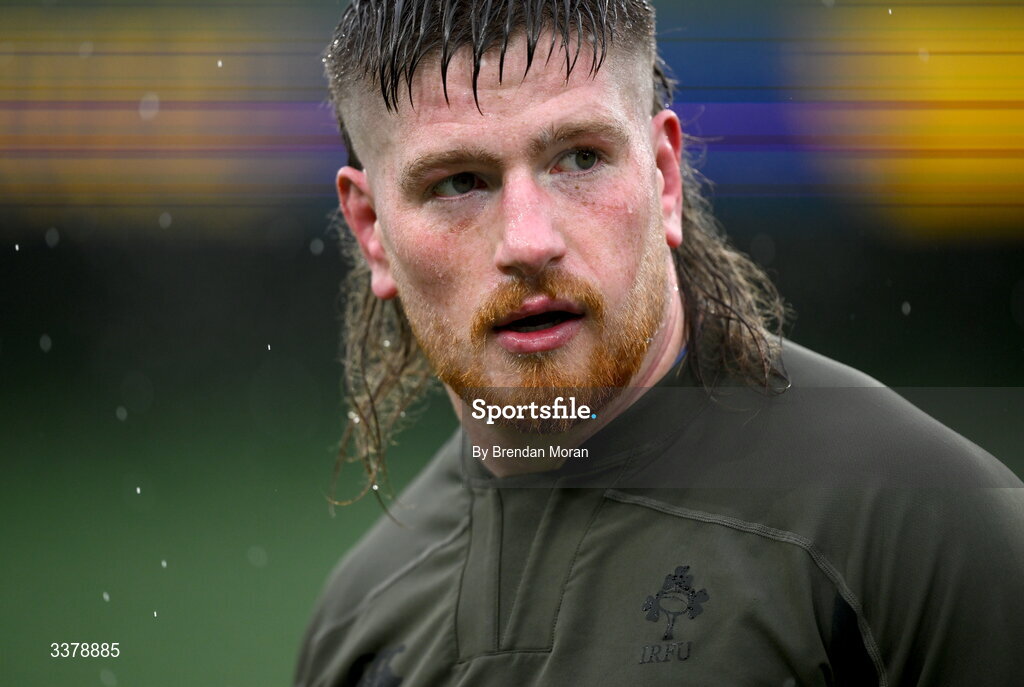 5 March 2026; Joe McCarthy during an Ireland Rugby squad captain's run at the Aviva Stadium in Dublin. Photo by Brendan Moran/Sportsfile