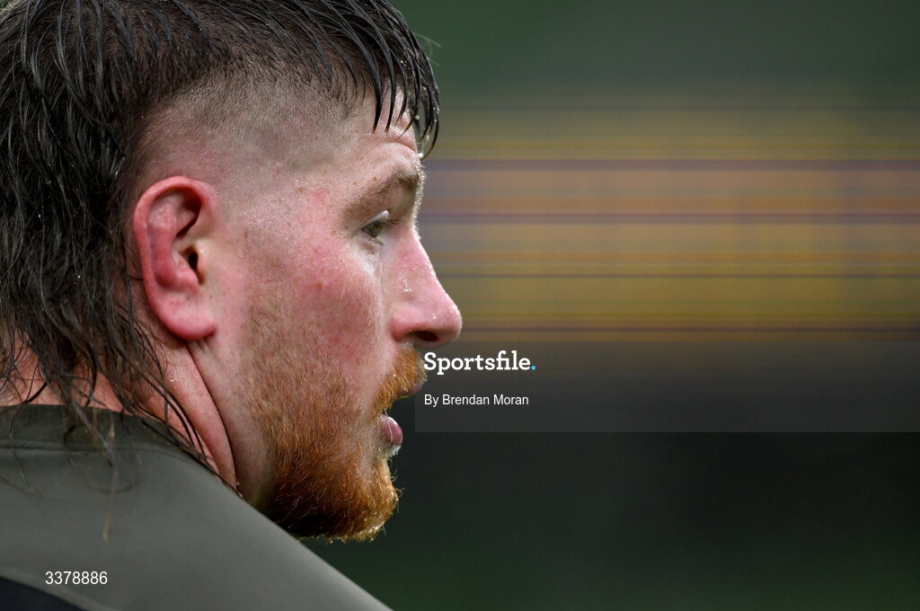 5 March 2026; Joe McCarthy during an Ireland Rugby squad captain's run at the Aviva Stadium in Dublin. Photo by Brendan Moran/Sportsfile