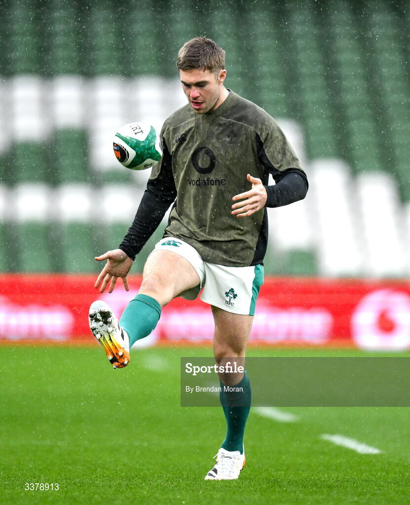 5 March 2026; Jack Crowley during an Ireland Rugby squad captain's run at the Aviva Stadium in Dublin. Photo by Brendan Moran/Sportsfile