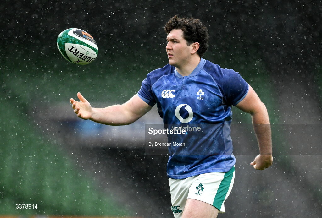 5 March 2026; Tom Stewart during an Ireland Rugby squad captain's run at the Aviva Stadium in Dublin. Photo by Brendan Moran/Sportsfile
