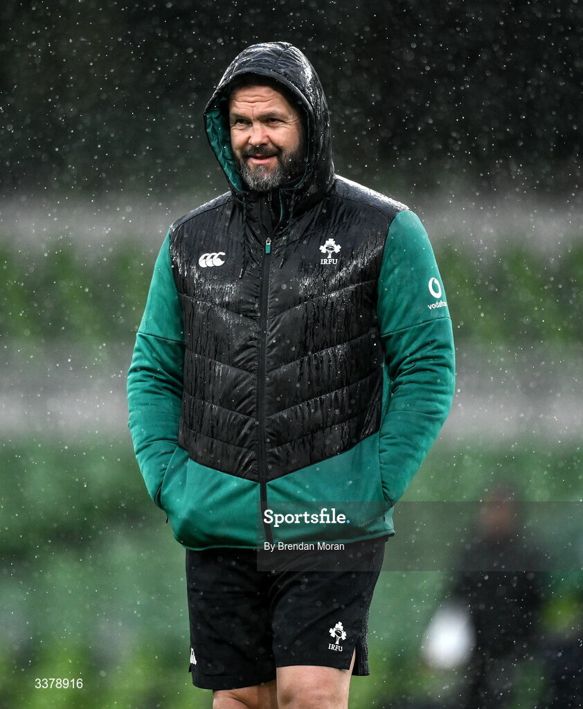 5 March 2026; Head coach Andy Farrell during an Ireland Rugby squad captain's run at the Aviva Stadium in Dublin. Photo by Brendan Moran/Sportsfile