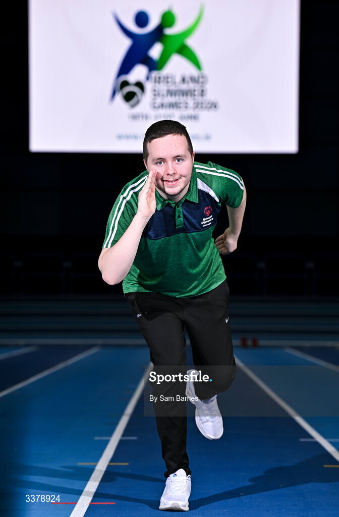 5 March 2026; Special Olympics athlete Jayden O’Reilly from Athlone pictured during the Special Olympics Ireland Summer Games launch at the National Indoor Arena on the Sport Ireland Campus in Dublin. Photo by Sam Barnes/Sportsfile