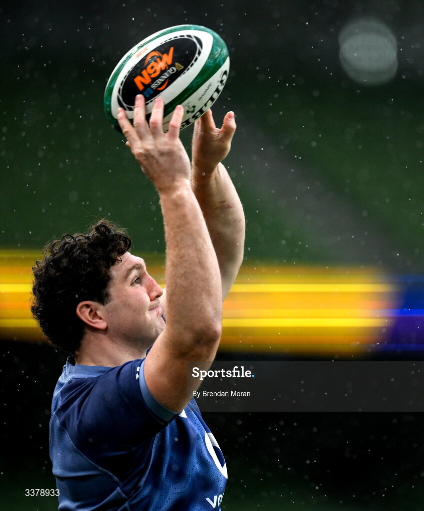 5 March 2026; Tom Stewart during an Ireland Rugby squad captain's run at the Aviva Stadium in Dublin. Photo by Brendan Moran/Sportsfile