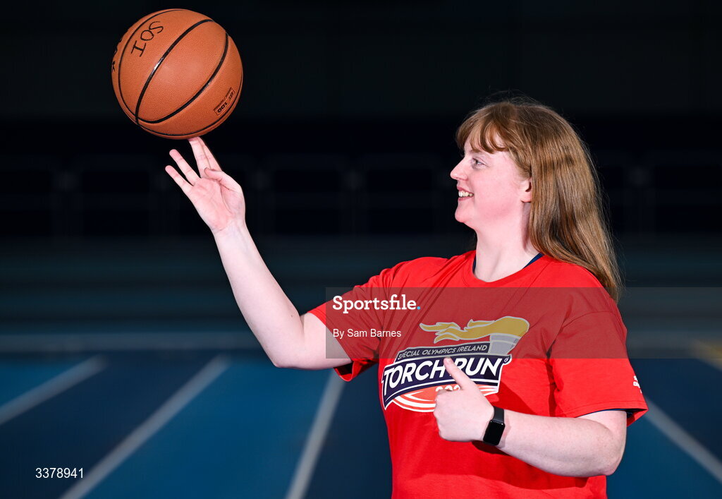 5 March 2026; Special Olympics Athlete Anite Forde from Kildare pictured during the Special Olympics Ireland Summer Games launch at the National Indoor Arena on the Sport Ireland Campus in Dublin. Photo by Sam Barnes/Sportsfile