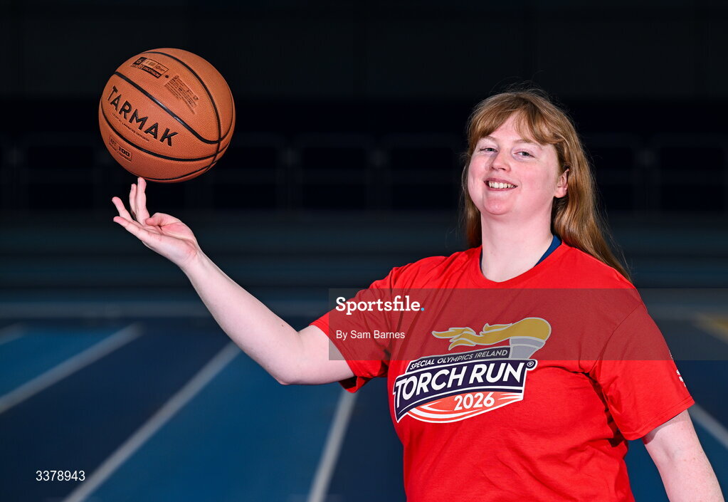 5 March 2026; Special Olympics Athlete Anite Forde from Kildare pictured during the Special Olympics Ireland Summer Games launch at the National Indoor Arena on the Sport Ireland Campus in Dublin. Photo by Sam Barnes/Sportsfile