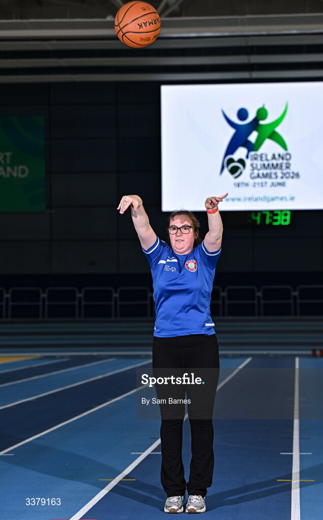 5 March 2026; Special Olympics Athlete Emma Johnstone from Dublin during the Special Olympics Ireland Summer Games launch at the National Indoor Arena on the Sport Ireland Campus in Dublin. Photo by Sam Barnes/Sportsfile