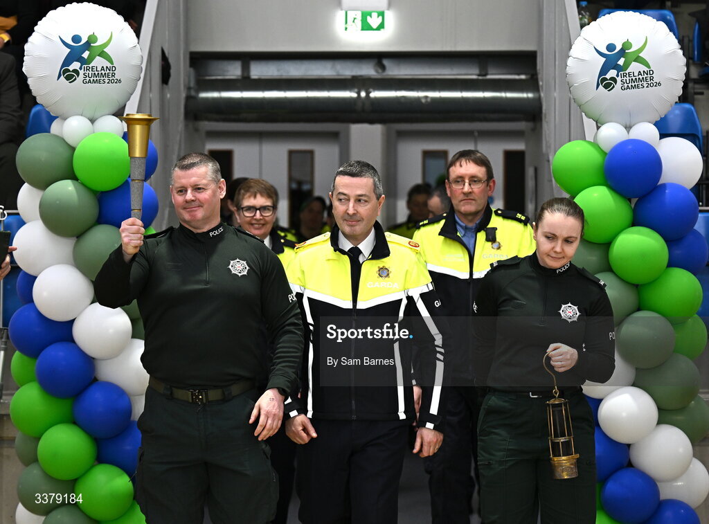 5 March 2026; A general view of the torch parade during the Special Olympics Ireland Summer Games launch at the National Indoor Arena on the Sport Ireland Campus in Dublin. Photo by Sam Barnes/Sportsfile