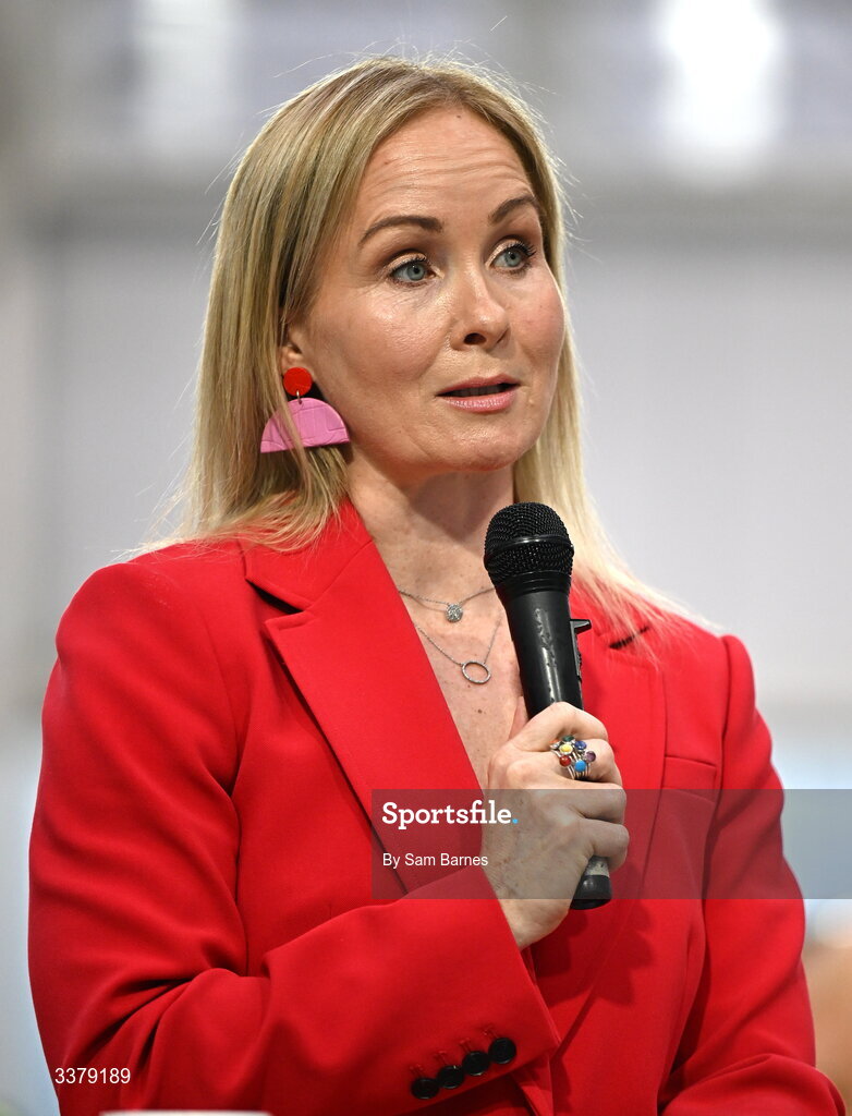 5 March 2026; Special Olympics Ireland Chief Executive Karen Coventry speaking during the Special Olympics Ireland Summer Games launch at the National Indoor Arena on the Sport Ireland Campus in Dublin. Photo by Sam Barnes/Sportsfile