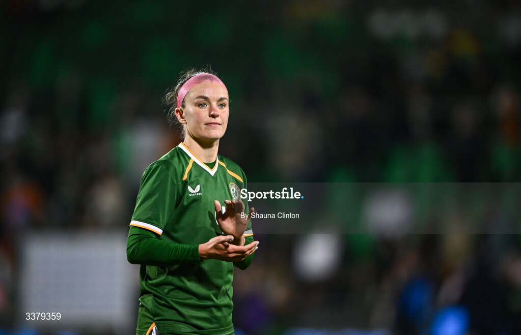 3 March 2026; Caitlin Hayes of Republic of Ireland after the 2027 FIFA Women’s World Cup Qualifier match between Republic of Ireland and France at Tallaght Stadium in Dublin. Photo by Shauna Clinton/Sportsfile