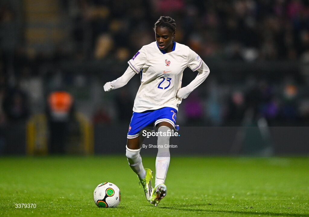 3 March 2026; Melween N'Dongala of France during the 2027 FIFA Women’s World Cup Qualifier match between Republic of Ireland and France at Tallaght Stadium in Dublin. Photo by Shauna Clinton/Sportsfile