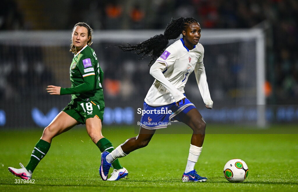 3 March 2026; Thiniba Samoura of France during the 2027 FIFA Women’s World Cup Qualifier match between Republic of Ireland and France at Tallaght Stadium in Dublin. Photo by Shauna Clinton/Sportsfile