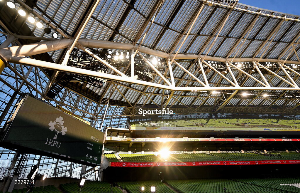 6 March 2026; A general view before the Guinness 6 Nations Rugby Championship match between Ireland and Wales at the Aviva Stadium in Dublin. Photo by Ramsey Cardy/Sportsfile