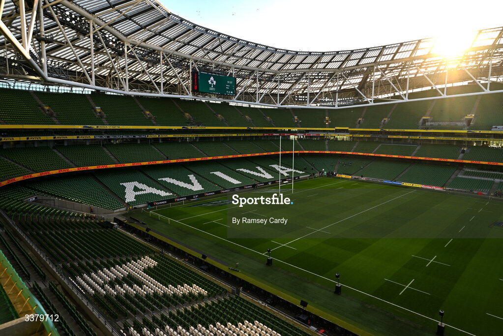 6 March 2026; A general view before the Guinness 6 Nations Rugby Championship match between Ireland and Wales at the Aviva Stadium in Dublin. Photo by Ramsey Cardy/Sportsfile