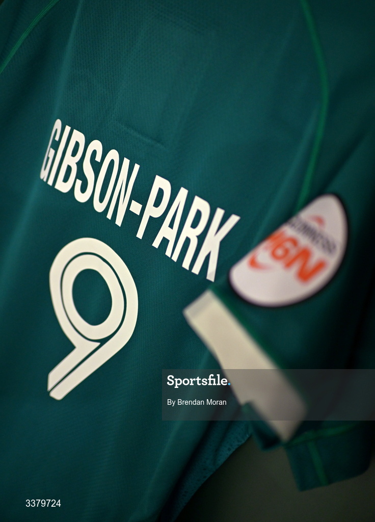 6 March 2026; The jersey of Jamison Gibson-Park in the Ireland dresingroom before the Guinness 6 Nations Rugby Championship match between Ireland and Wales at the Aviva Stadium in Dublin. Photo by Brendan Moran/Sportsfile