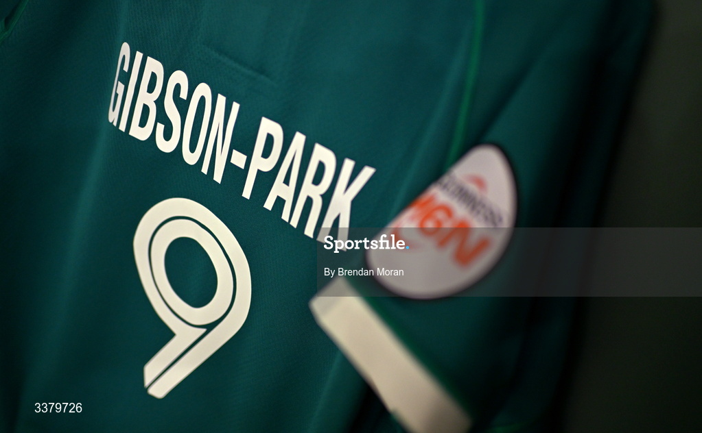 6 March 2026; The jersey of Jamison Gibson-Park in the Ireland dresingroom before the Guinness 6 Nations Rugby Championship match between Ireland and Wales at the Aviva Stadium in Dublin. Photo by Brendan Moran/Sportsfile