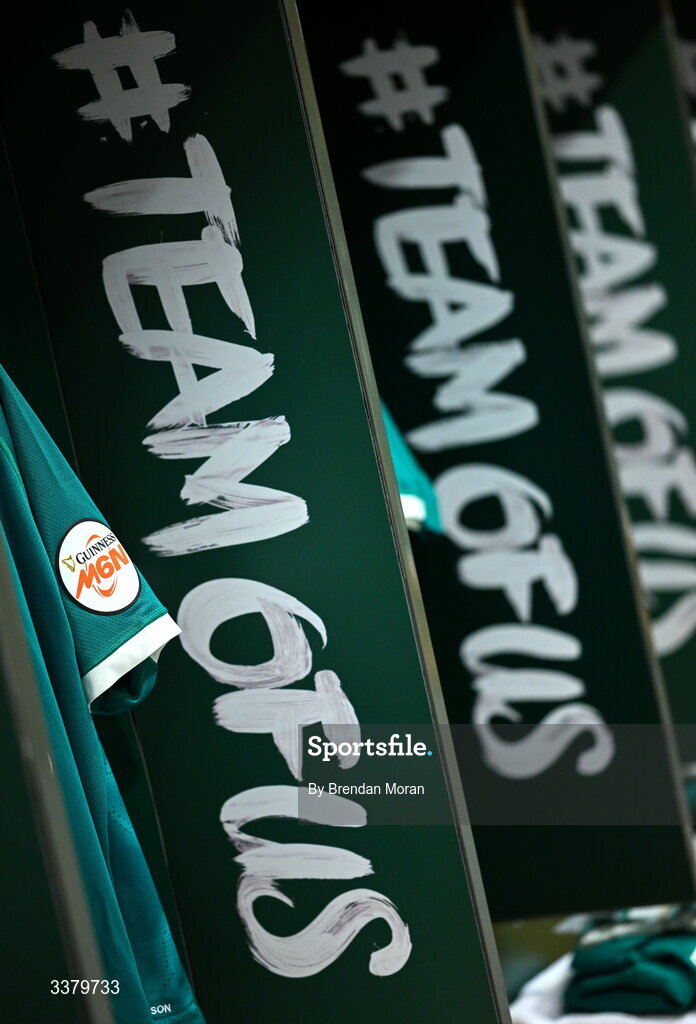 6 March 2026; The Six Nations logo on an jersey in the Ireland dresingroom before the Guinness 6 Nations Rugby Championship match between Ireland and Wales at the Aviva Stadium in Dublin. Photo by Brendan Moran/Sportsfile