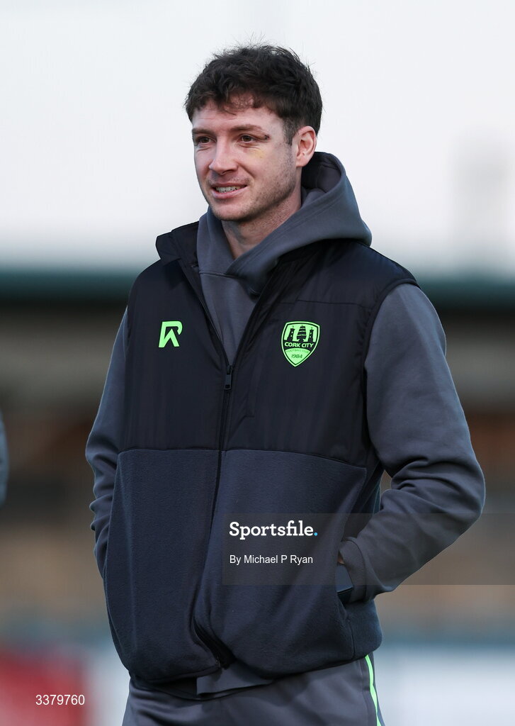 6 March 2026; Rory Feely of Cork City before the SSE Airtricity Men's First Division match between Cobh Ramblers and Cork City at St Colman's Park in Cobh, Cork. Photo by Michael P Ryan/Sportsfile