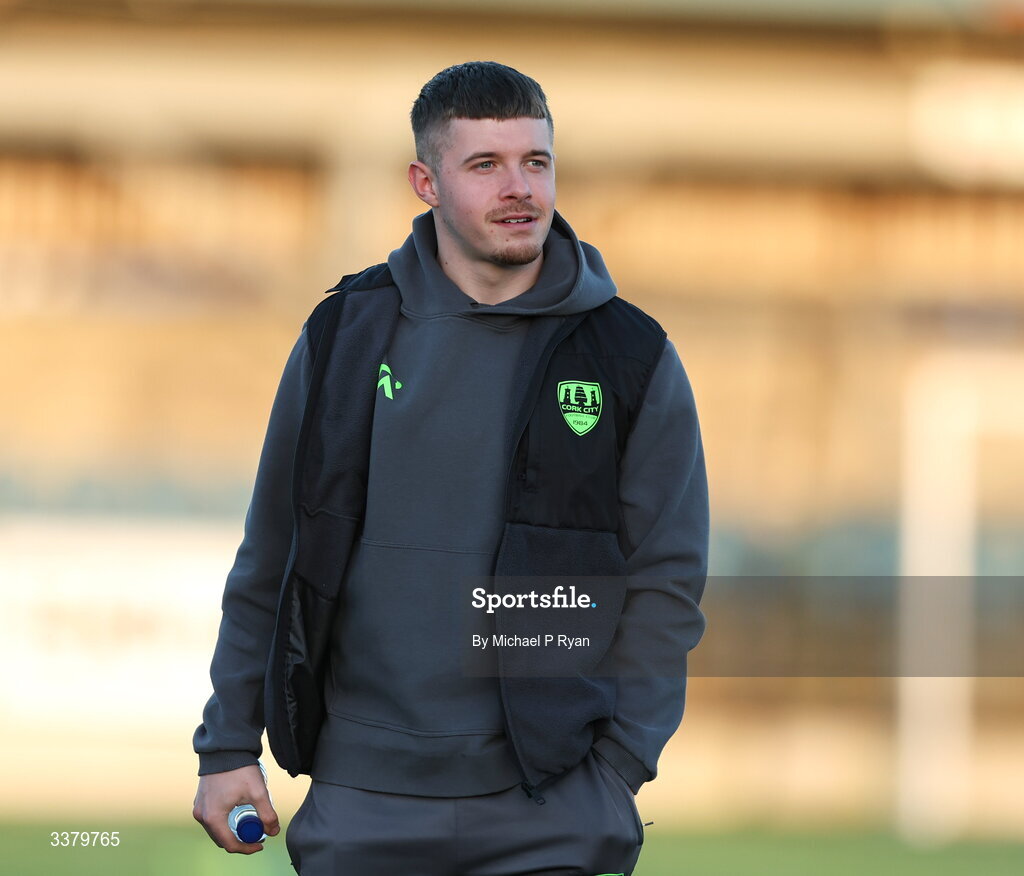 6 March 2026; Niall O'Keeffe of Cork City before the SSE Airtricity Men's First Division match between Cobh Ramblers and Cork City at St Colman's Park in Cobh, Cork. Photo by Michael P Ryan/Sportsfile