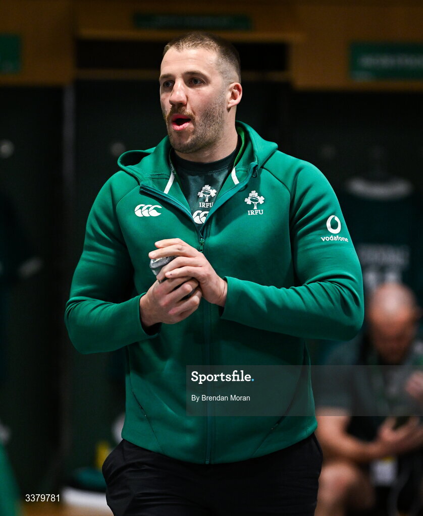 6 March 2026; Stuart McCloskey of Ireland in the dressing-room before the Guinness 6 Nations Rugby Championship match between Ireland and Wales at the Aviva Stadium in Dublin. Photo by Brendan Moran/Sportsfile