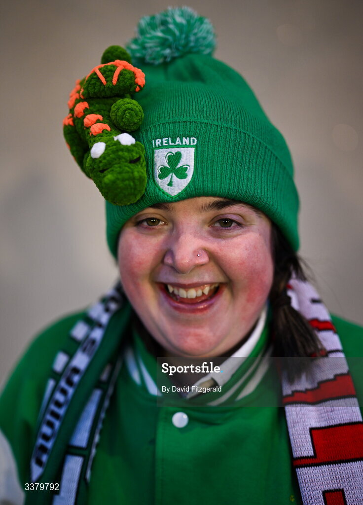 6 March 2026; Ireland supporter Charlotte Smyth before the Guinness 6 Nations Rugby Championship match between Ireland and Wales at the Aviva Stadium in Dublin. Photo by David Fitzgerald/Sportsfile