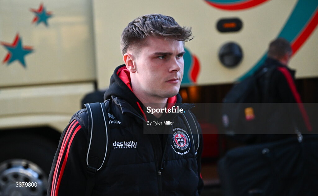 6 March 2026; Leigh Kavanagh of Bohemians arrives before the SSE Airtricity Men's Premier Division match between Waterford and Bohemians at the RSC in Waterford. Photo by Tyler Miller/Sportsfile