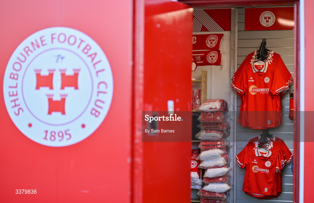 6 March 2026; A general view of merchandise on sale in the Shelbourne club shop before the SSE Airtricity Men's Premier Division match between Shelbourne and St Patrick's Athletic at Tolka Park in Dublin. Photo by Sam Barnes/Sportsfile