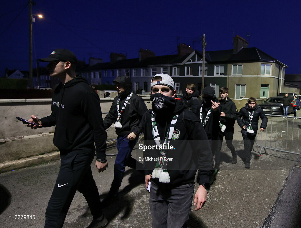 6 March 2026; Cork City supporters make their way to the ground before the SSE Airtricity Men's First Division match between Cobh Ramblers and Cork City at St Colman's Park in Cobh, Cork. Photo by Michael P Ryan/Sportsfile