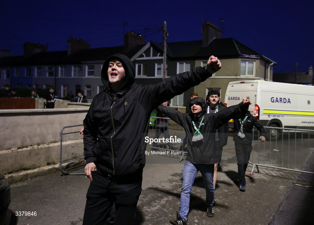 6 March 2026; Cork City supporters make their way to the ground before the SSE Airtricity Men's First Division match between Cobh Ramblers and Cork City at St Colman's Park in Cobh, Cork. Photo by Michael P Ryan/Sportsfile