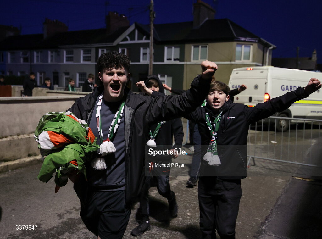 6 March 2026; Cork City supporters make their way to the ground before the SSE Airtricity Men's First Division match between Cobh Ramblers and Cork City at St Colman's Park in Cobh, Cork. Photo by Michael P Ryan/Sportsfile