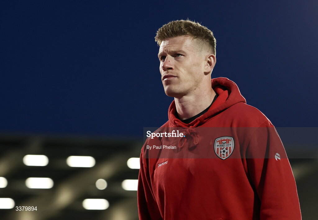 6 March 2026; James McClean of Derry City arrives before the SSE Airtricity Men's Premier Division match between Shamrock Rovers and Derry City at Tallaght Stadium in Dublin. Photo by Paul Phelan/Sportsfile