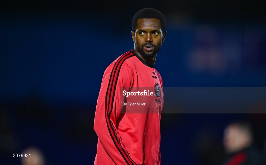 6 March 2026; Sadou Diallo of Bohemians before the SSE Airtricity Men's Premier Division match between Waterford and Bohemians at the RSC in Waterford. Photo by Tyler Miller/Sportsfile